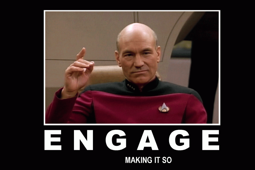 Image result for captain picard engage gif