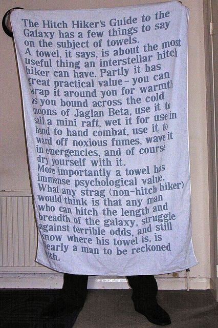 Hitchhiker S Guide To The Galaxy Towel Quote Towel Day Quotes. Quotesgram