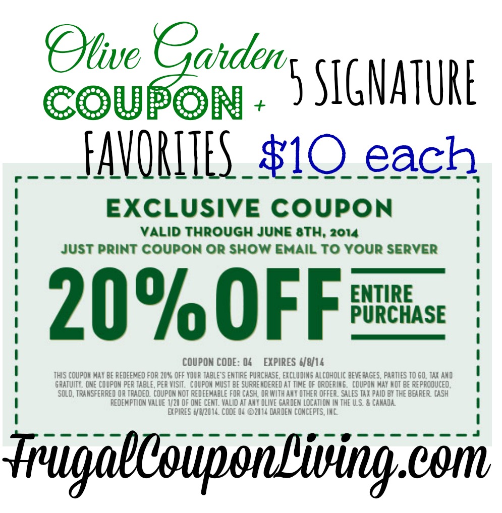 Online coupon olive garden