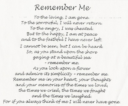 remember me poem