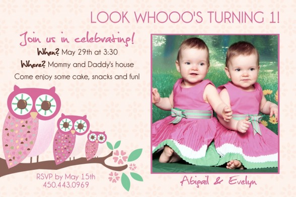 Elegant 22 Twins Birthday Card Invitation