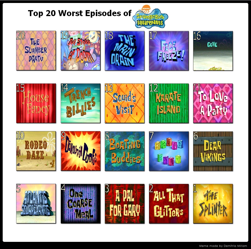 list of spongebob squarepants episodes