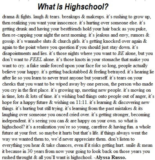 high school memories essay