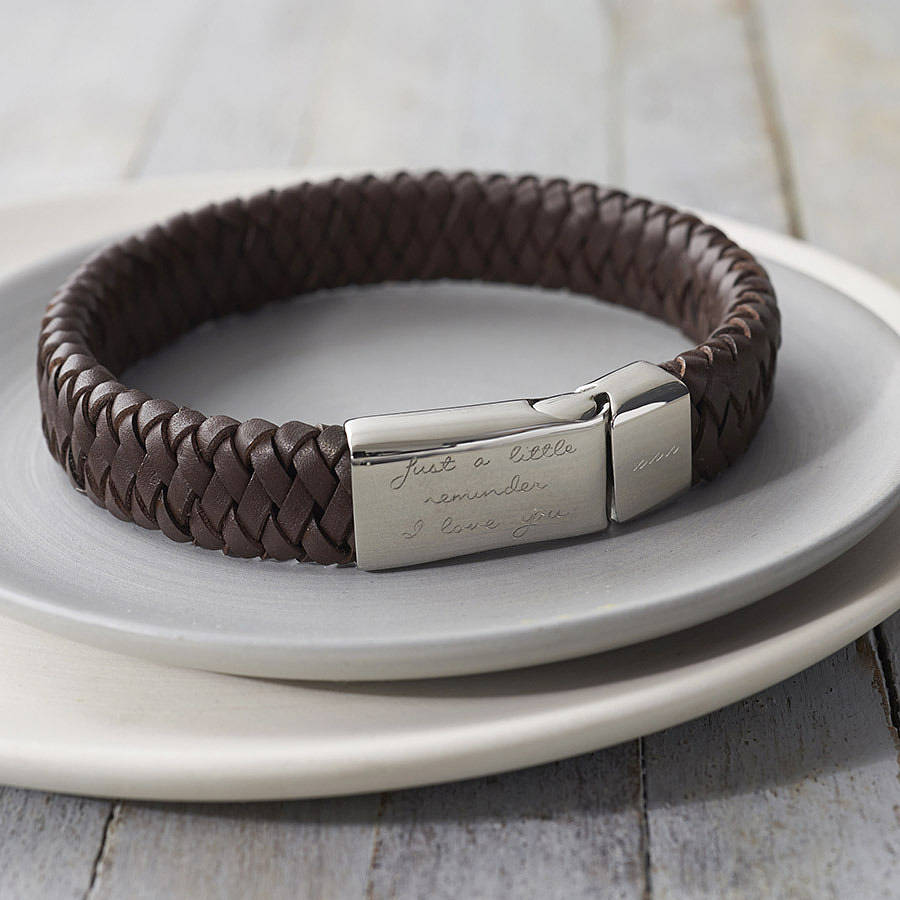 Navigator Braided Leather Bracelet for Men with Small Custom Beads in  Silver - MYKA
