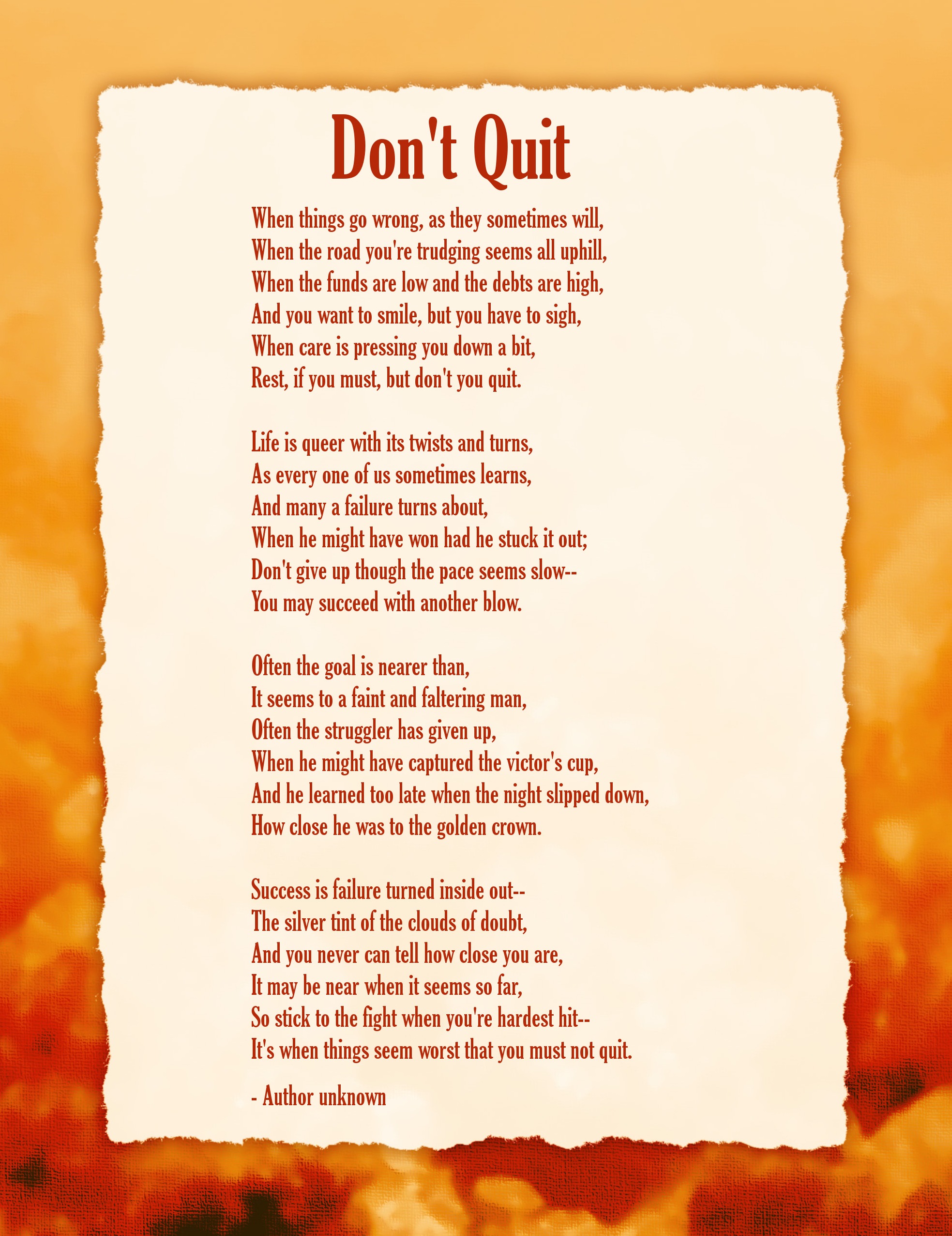 Inspirational quotes and poems quote poem Dont Quit