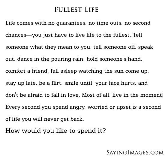 The Fullest Life Quotes To Live By. QuotesGram