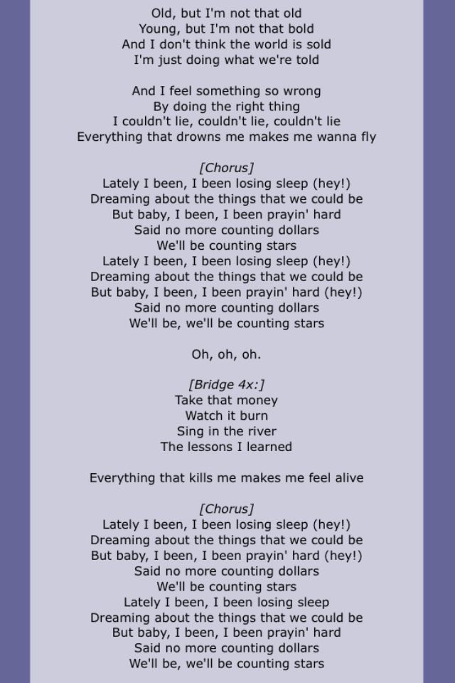 Counting Stars Lyric Quotes. QuotesGram