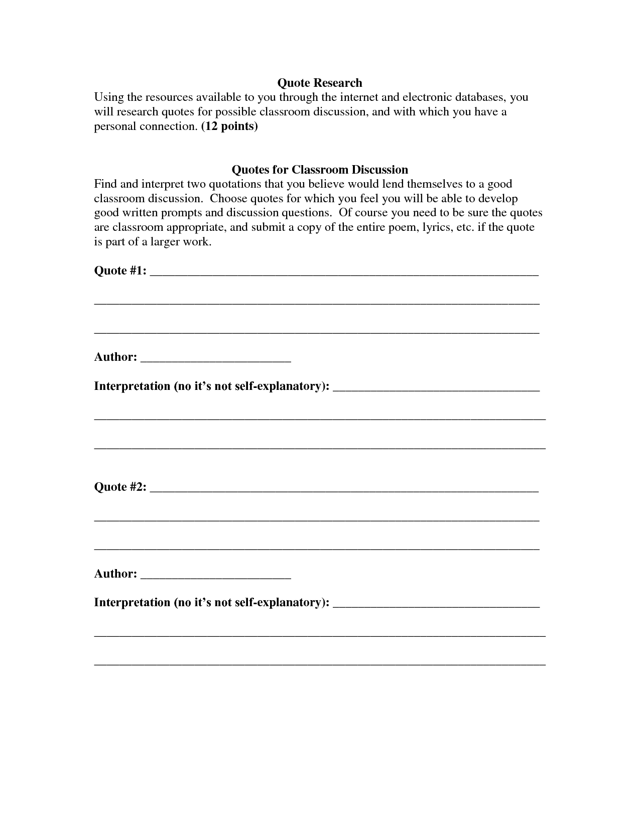Embedding Quotes Worksheet. QuotesGram