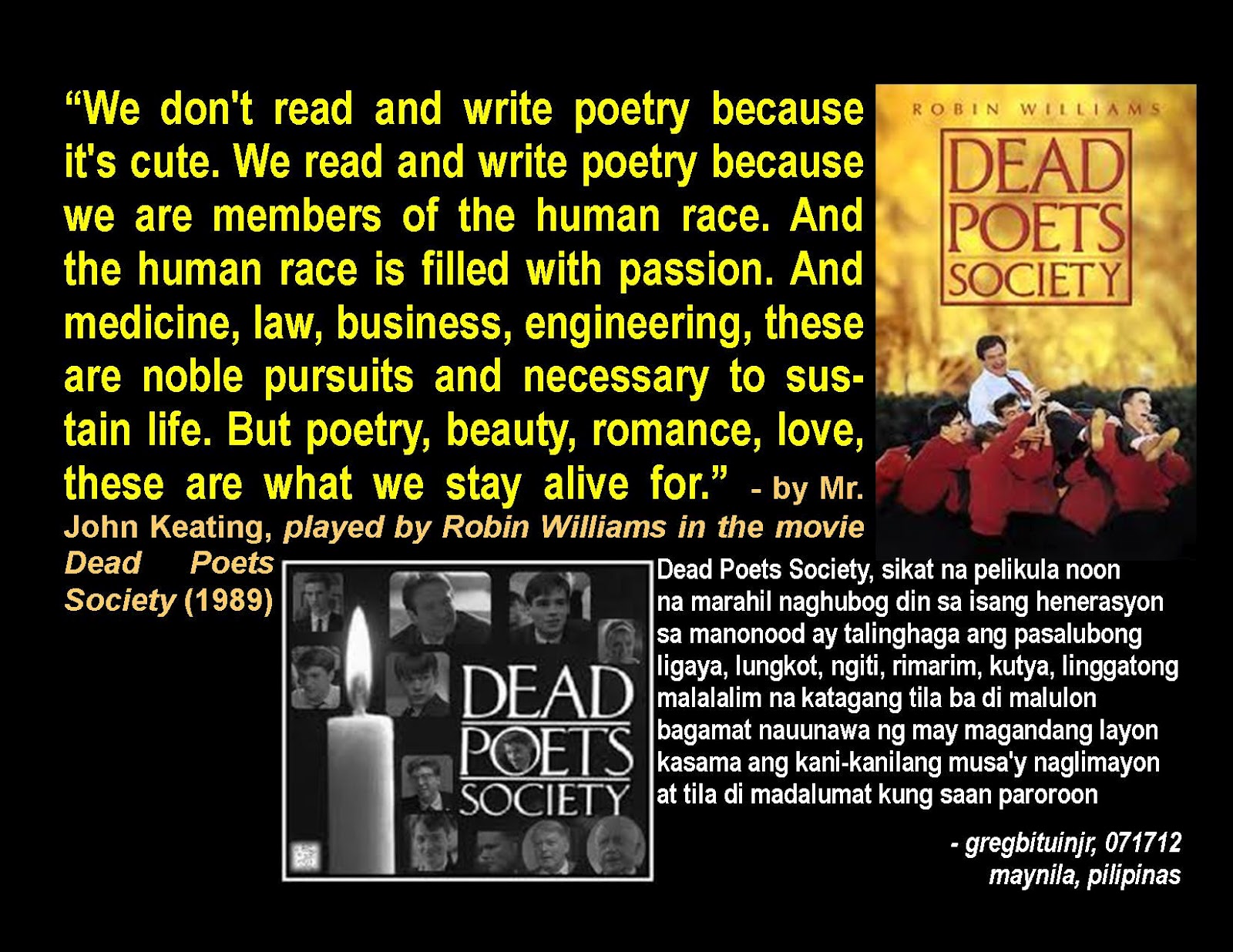 We Dont Read And Write Poetry Dead Poets Society Quotes. QuotesGram