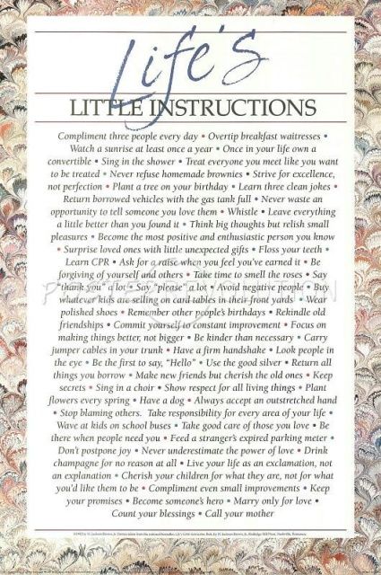 Lifes Little Instructions Inspiriational Quote Poster Print 12x36 Culturenik