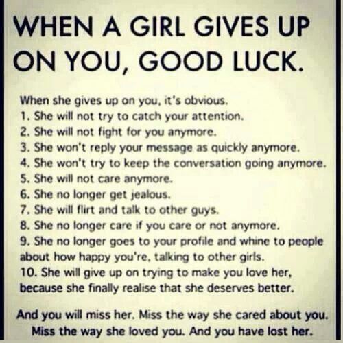 A good woman you lost 10 Ways
