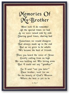 Grieving For A Brother