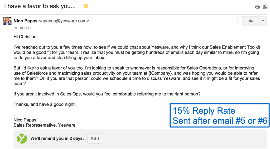 Sales Follow Up Email Sample