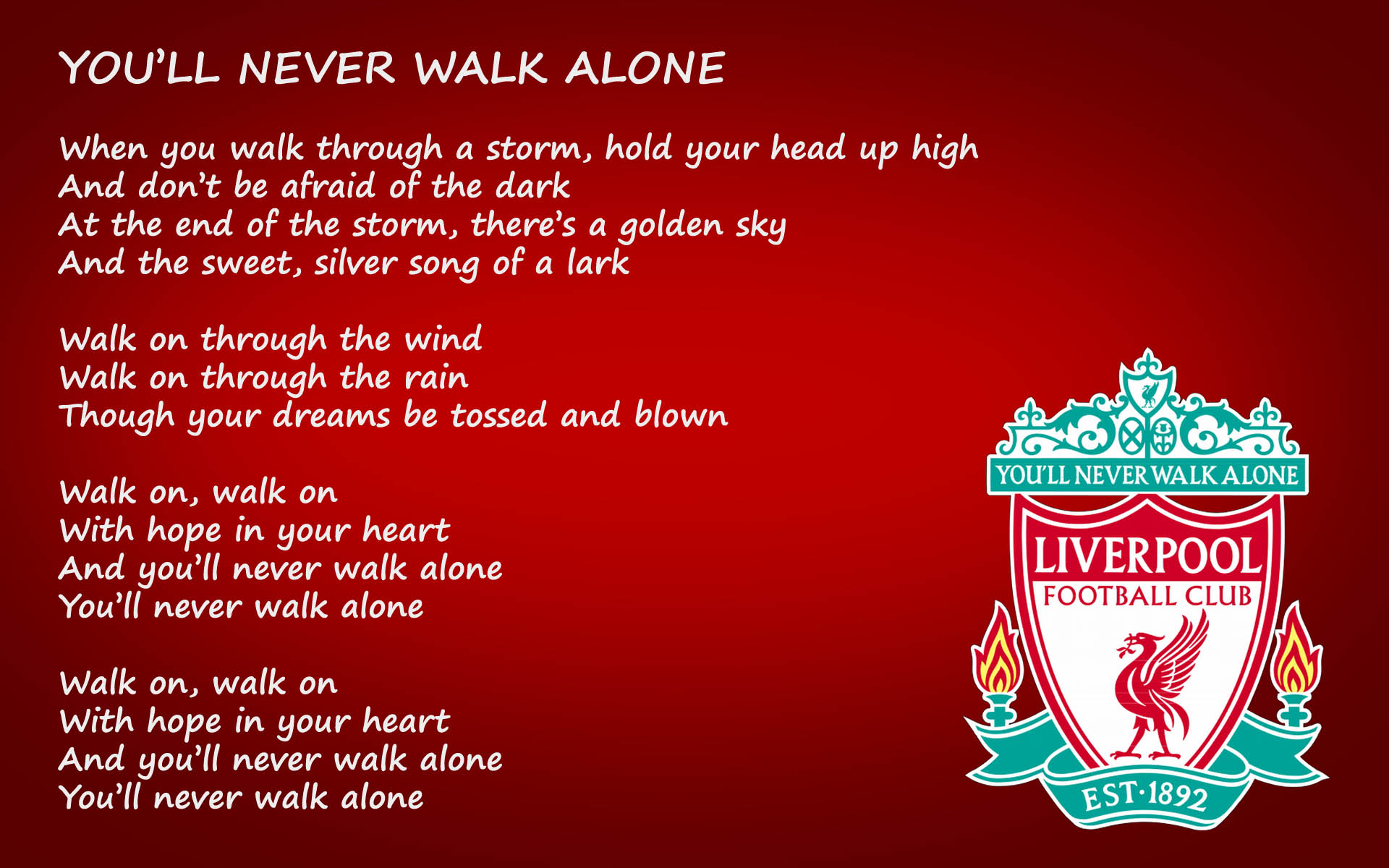 Targa Metallica Liverpool FC – You'll Never Walk Alone – 44x15 Cm – Ufficiale E Retrò – Decorazione Murale Per Fans
