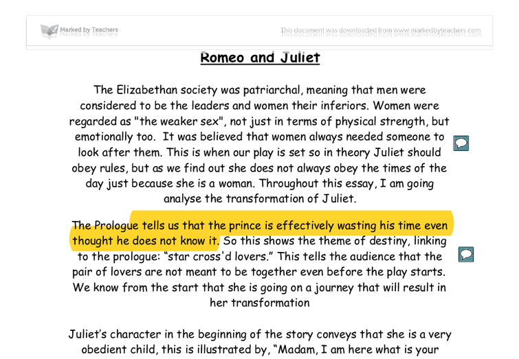 thesis statement example romeo and juliet