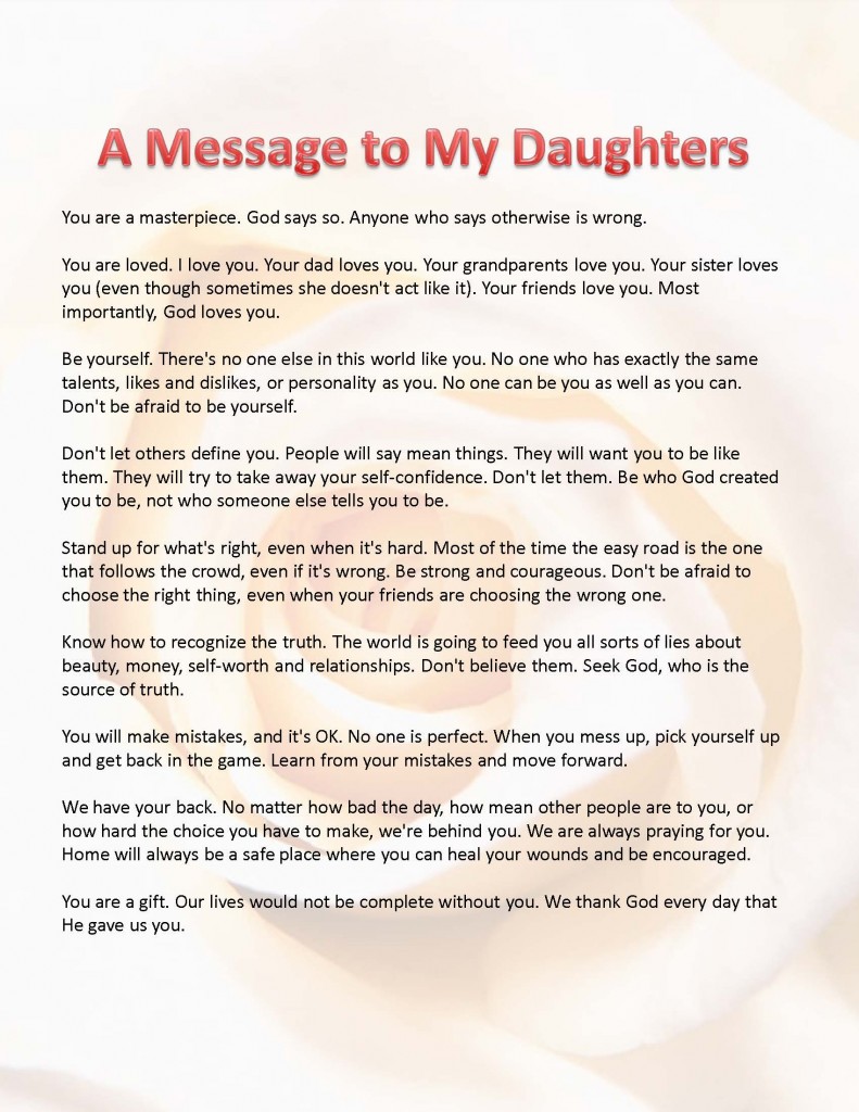 Letter To My Daughter Quotes QuotesGram