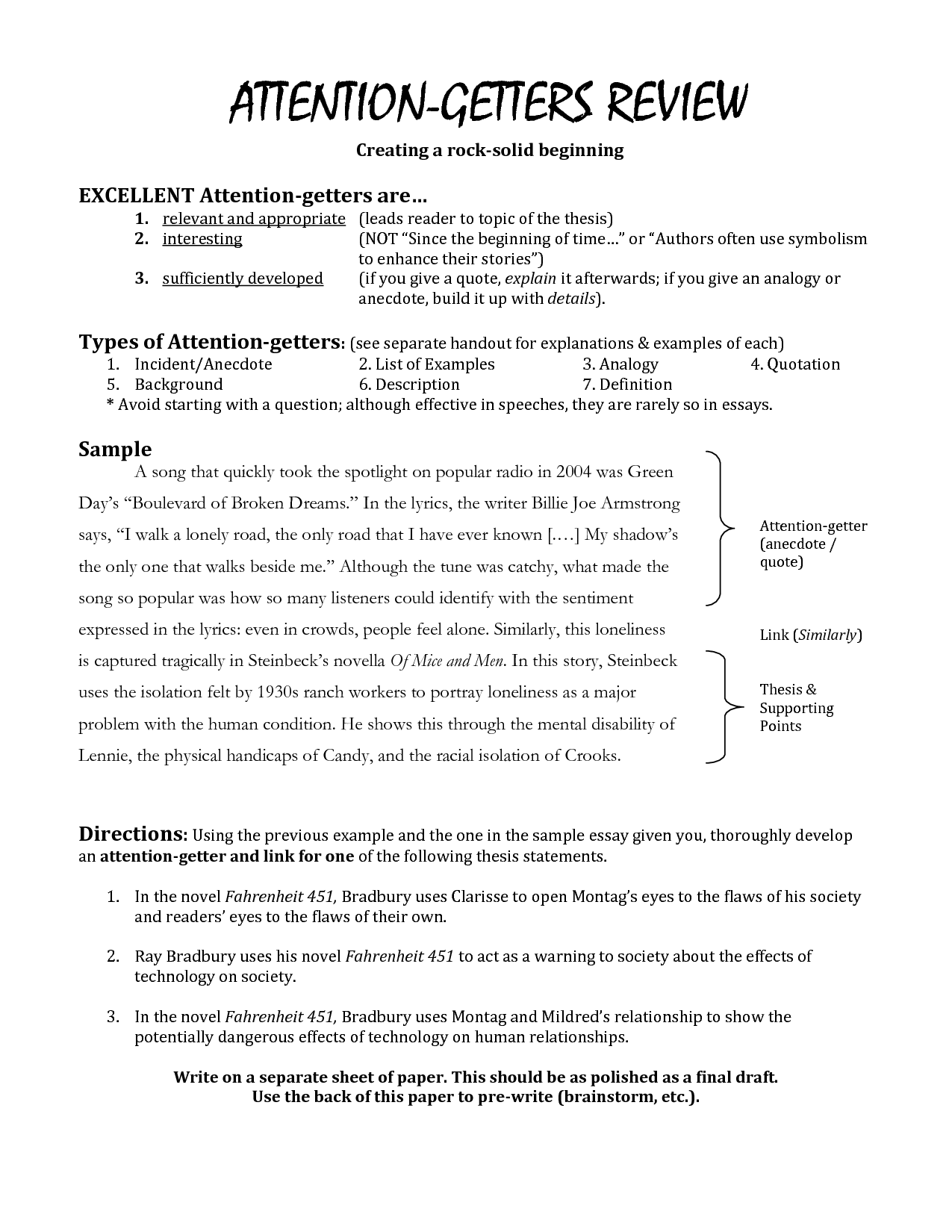 attention grabbers for analytical essays