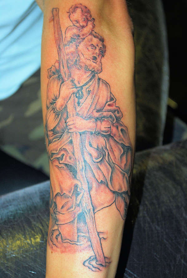 St Christopher Detail In Progress  Tattoos 