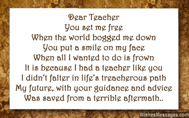 Thank You Teacher Poems Quotes. QuotesGram