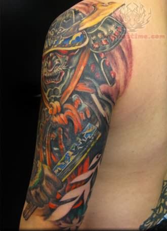 Samurai half sleeve first session5 hours in greys highlights and Color  up next Done by me muybientattoos at thehyvestudio  rtattoo
