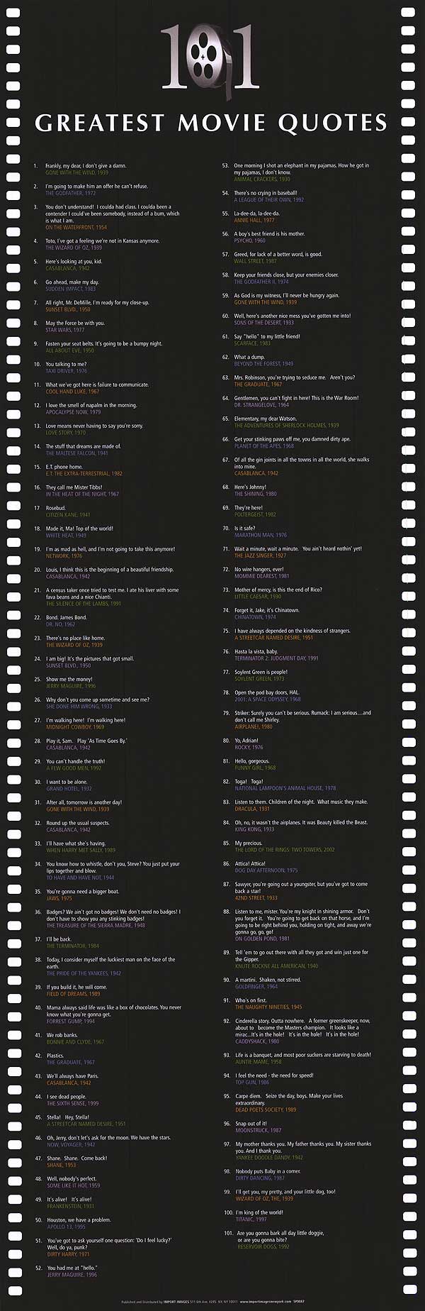 100 Top Movie Quotes 100 Great Movie Quotes. Quotesgram