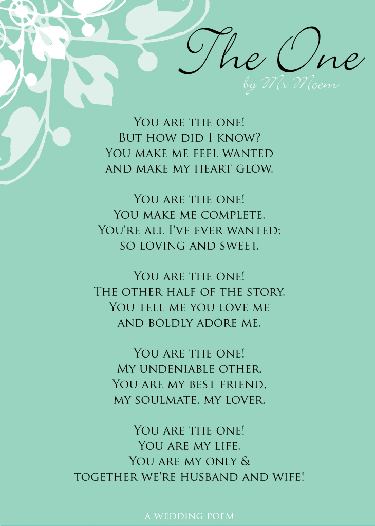 the one wedding poem by ms moem