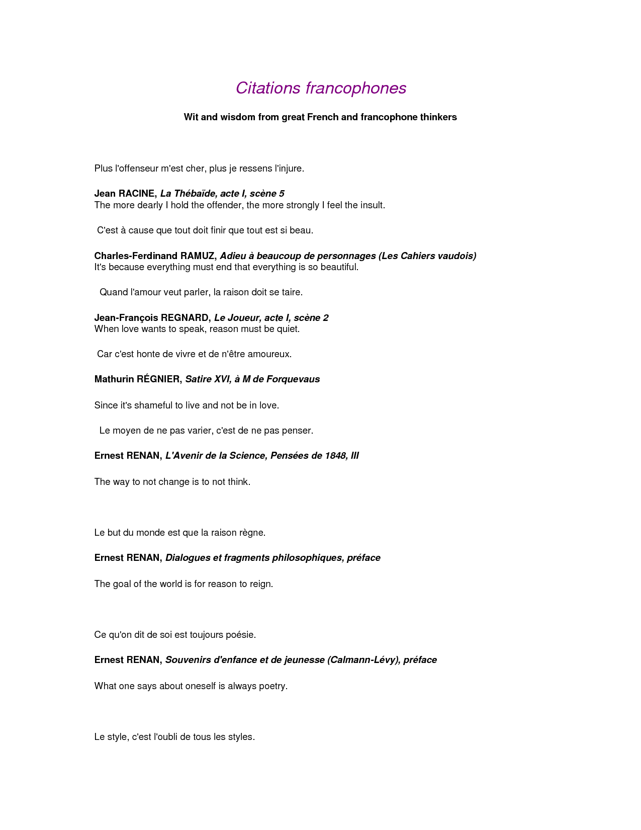 Famous Quotes In French Language Quotesgram Famous Quotes In French Language Quotesgram