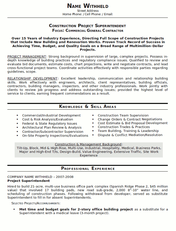 Good Quotes For Resumes QuotesGram - 14181016 Resume Sample Construction Superindendent 11