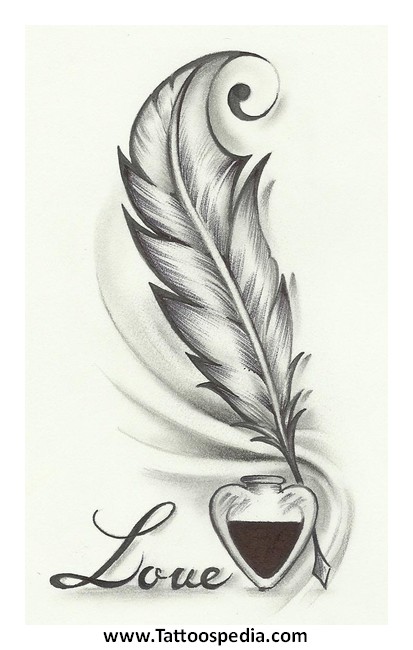 Black Ink Feather And Flying Birds Tattoo On Back (2) – Truetattoos