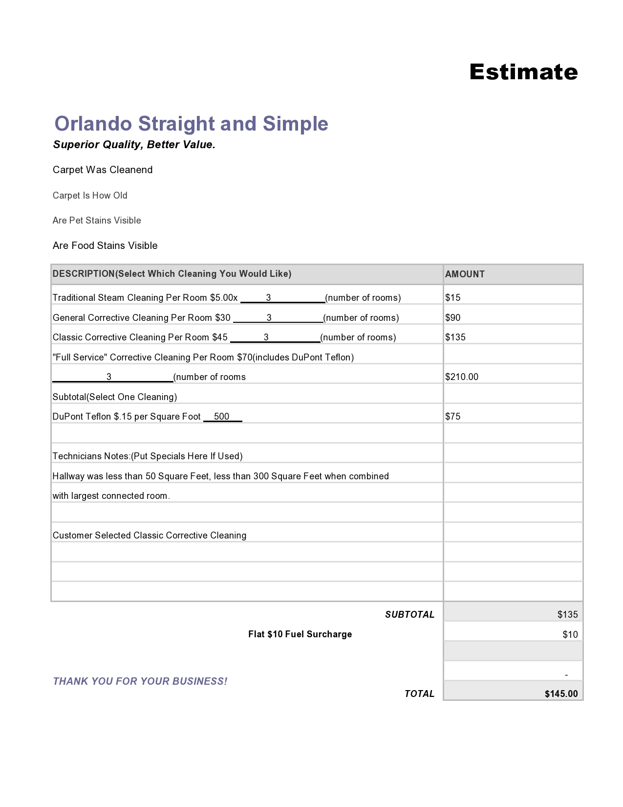 carpet installation estimate