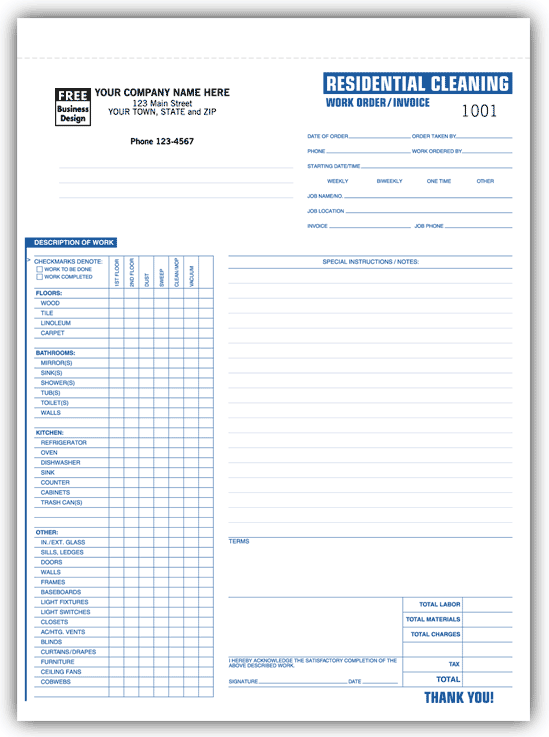 Carpet cleaning invoice sample