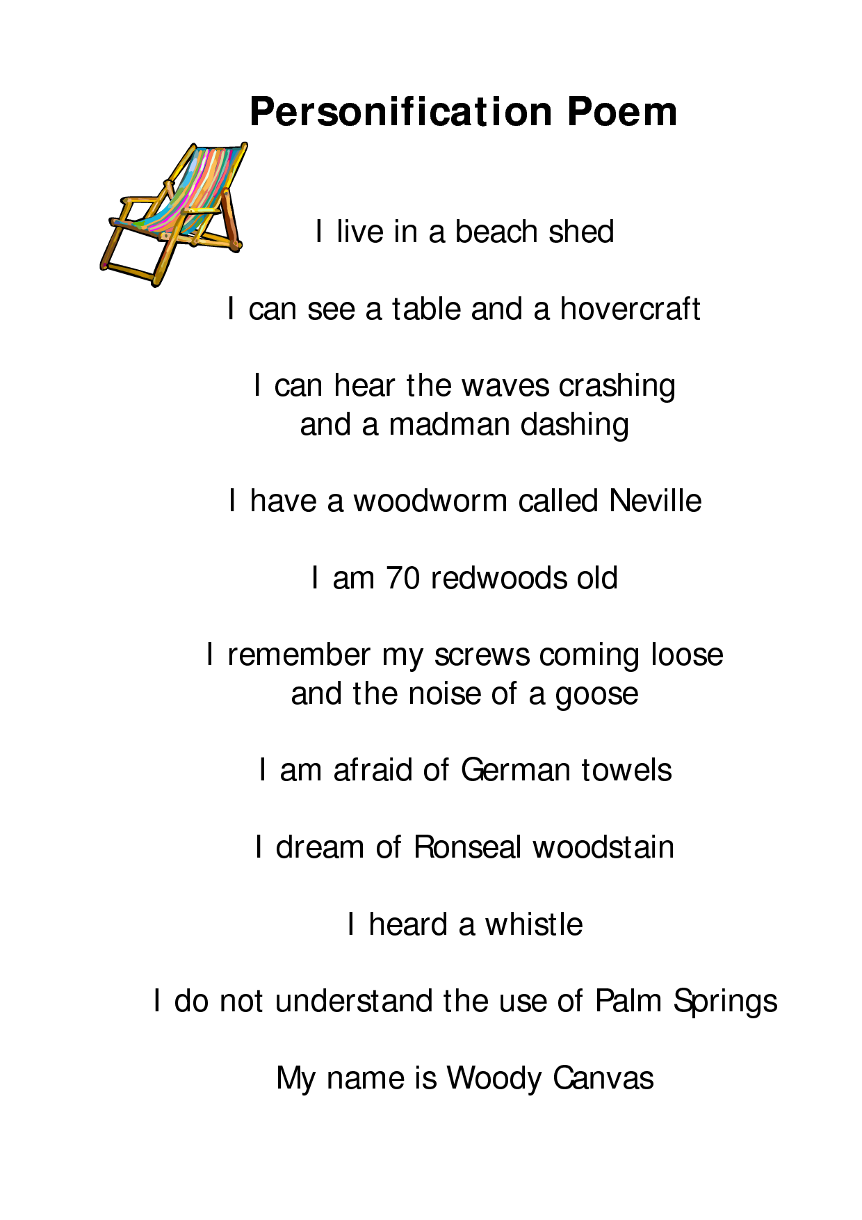 personification poem examples for students