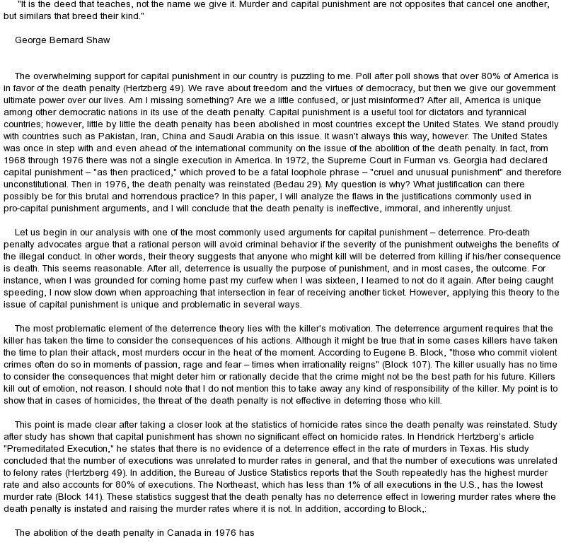 Essays against capital punishment