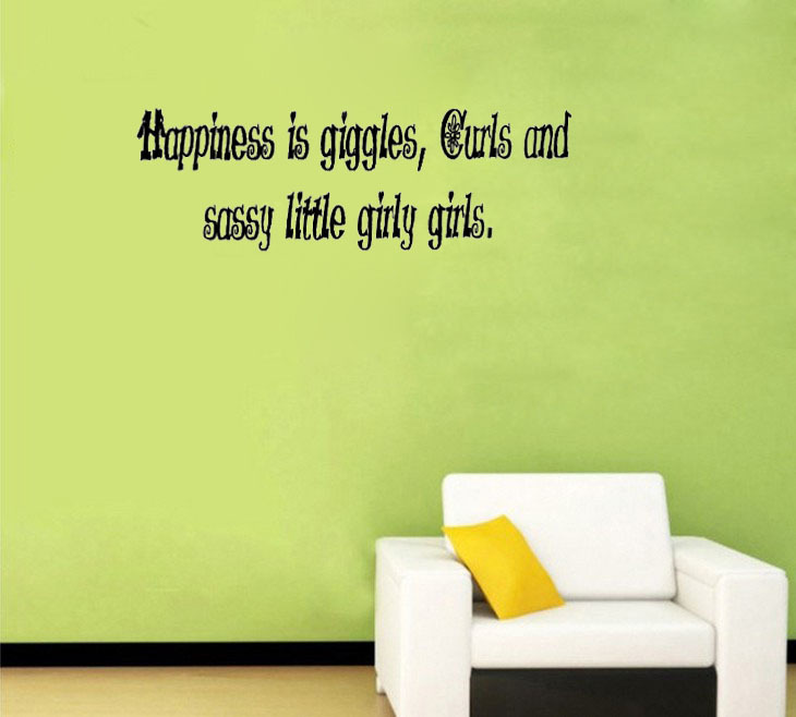 Happiness is Giggle Curl and Sassy Little Girl Wall Decal Vinyl Art Sticker K51