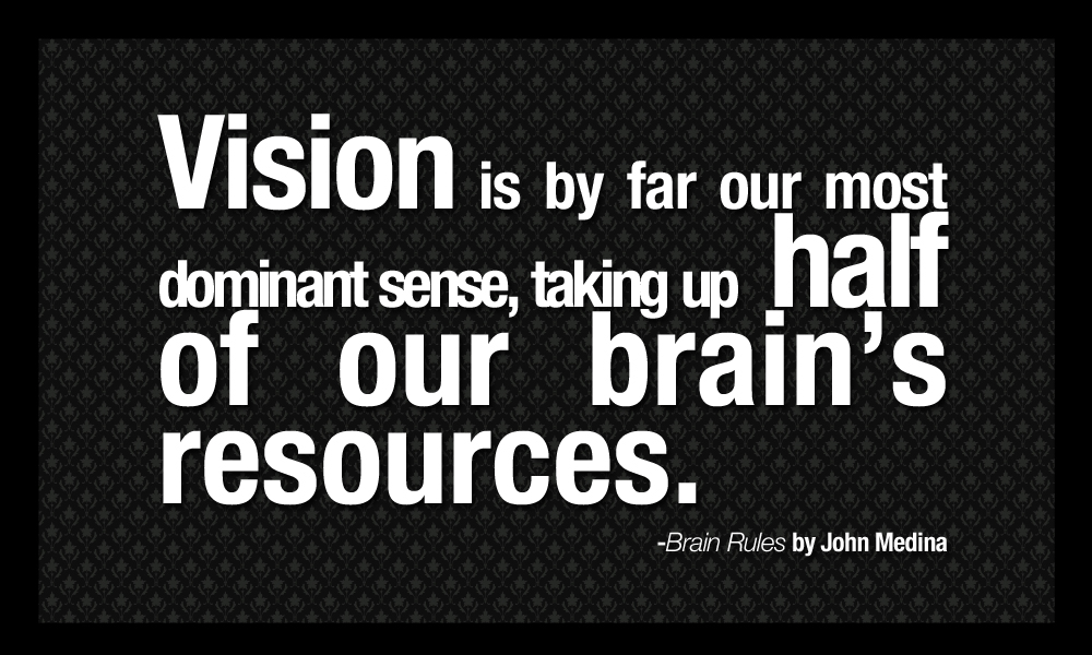 Vision is by far our most dominant sense.
