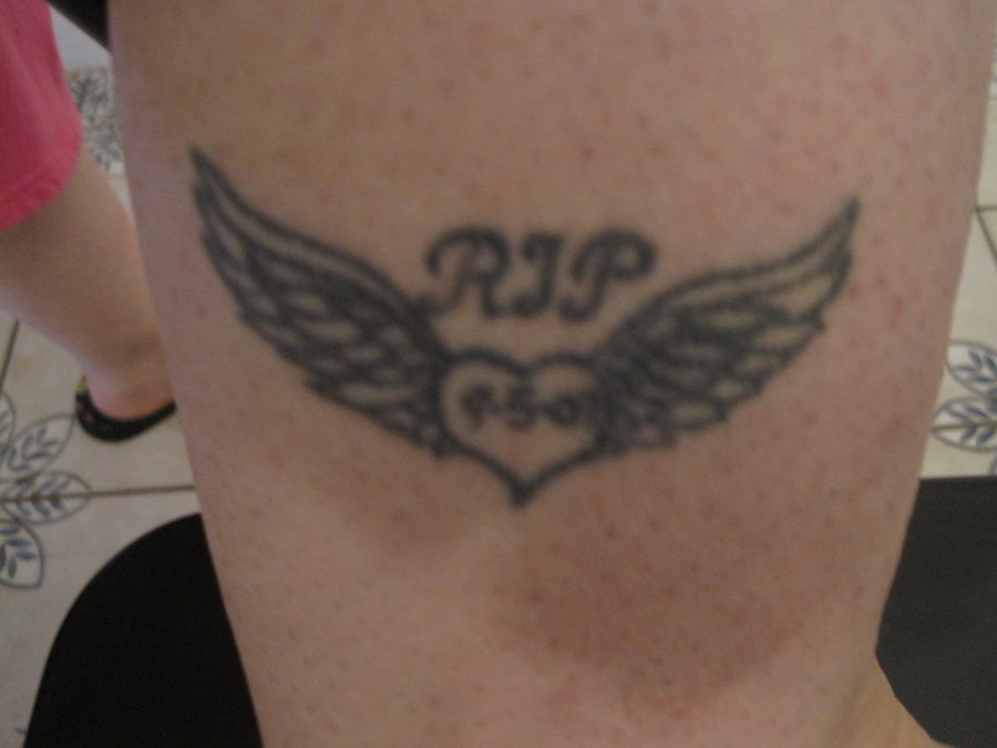 Rest In Peace Angel Wings Tattoo Small.