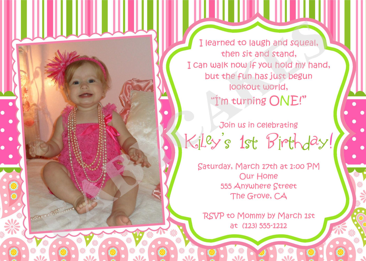 Bday Invitation Quotes. QuotesGram With Regard To First Birthday Invitation Card Template
