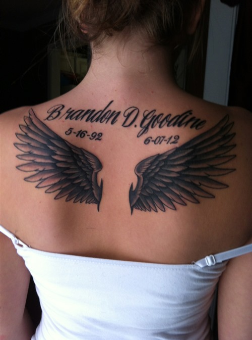 Rainbow Angel Wing Tattoo On Back