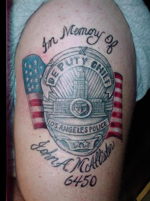 Police Badge American Flag by Manny Abadi TattooNOW