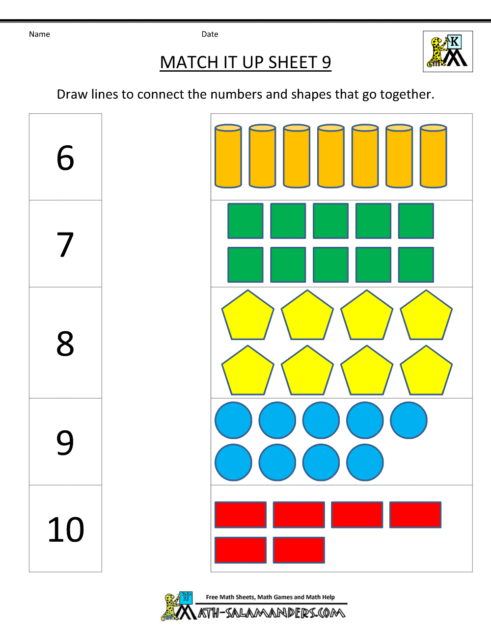 1230849478 worksheets for kindergarten math match it up 9 - Kindergarten Addition Worksheets With Pictures