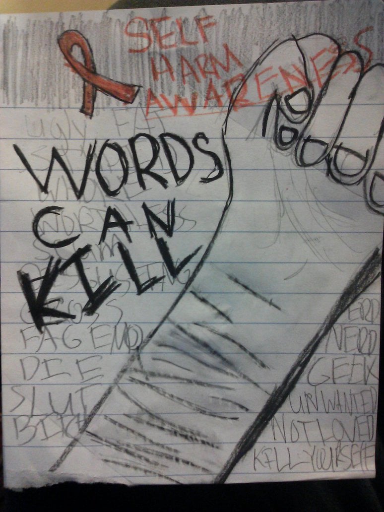 1251793950 self harm drawings tumblr hd words can kill self harm awareness by everybodydotheflop65 on wallpaper