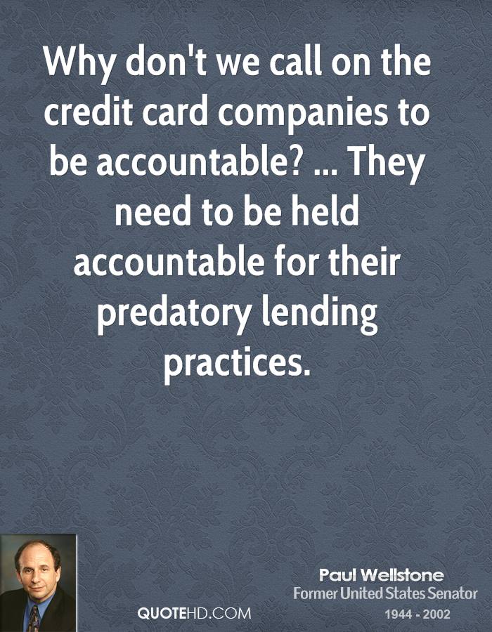 Paul Wellstone Quote on Credit Accountability