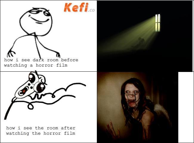 watching scary movies meme