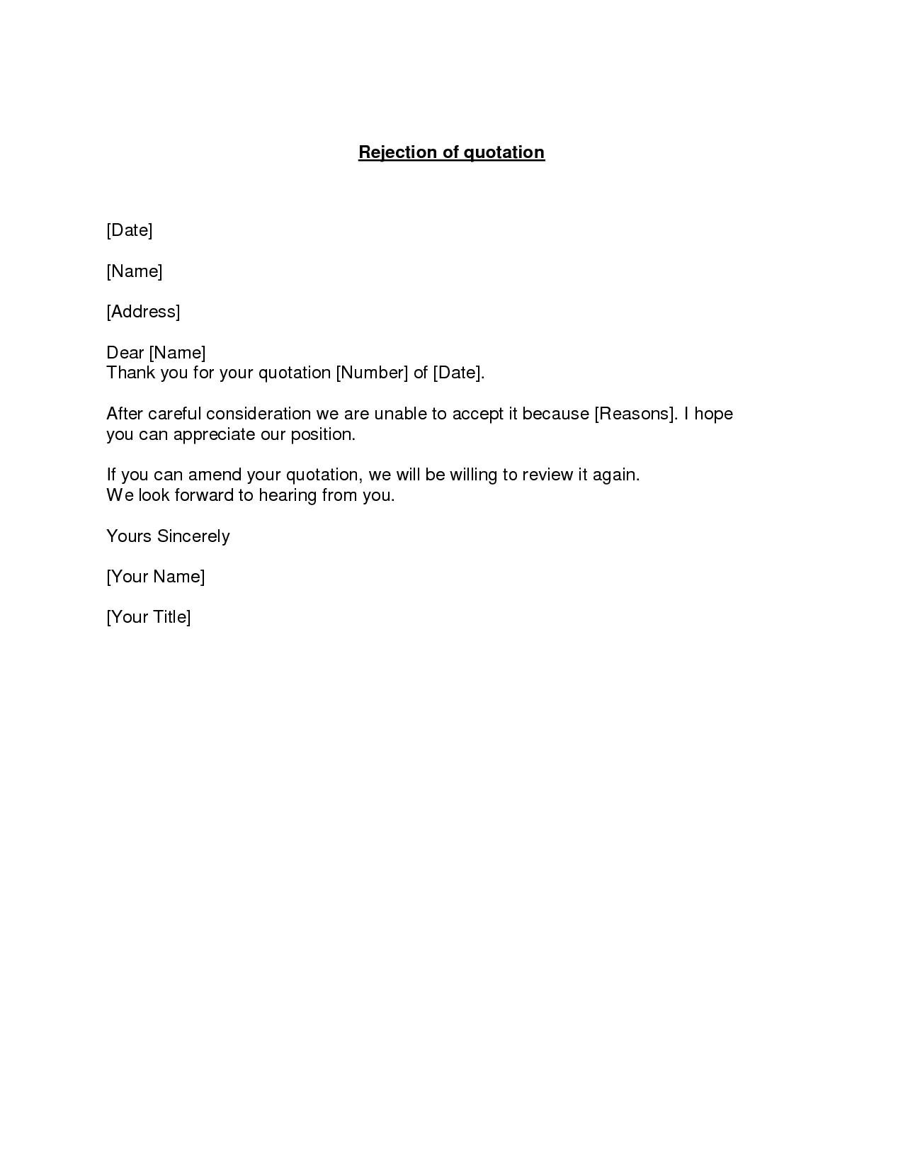 Letter Quotes. QuotesGram With Regard To Proposal Rejection Letter Template