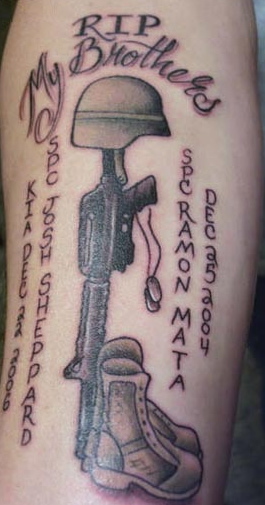 As My Brothers Died For Me Military Quote Tattoo On Back