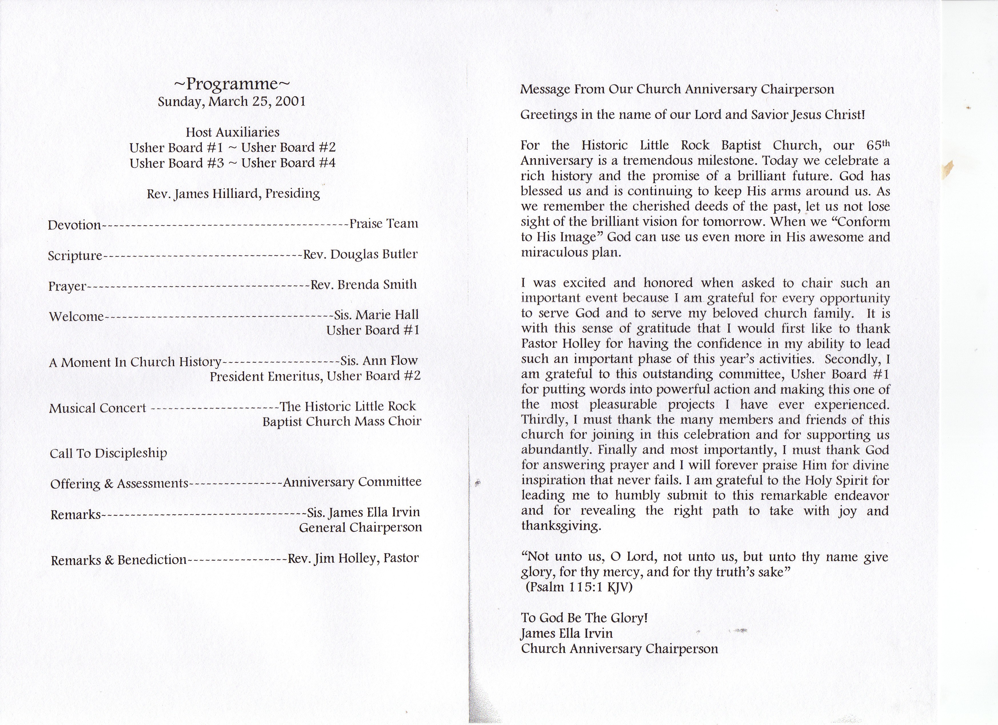 sample letter of invitation to church program