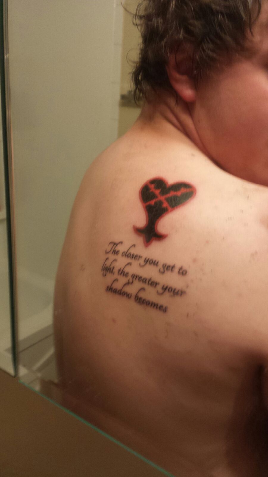 First tattoo  Heartless Nobody done by Travis at Black Dragon in Biloxi MS   Kingdom hearts tattoo Tattoos Tattoos for guys