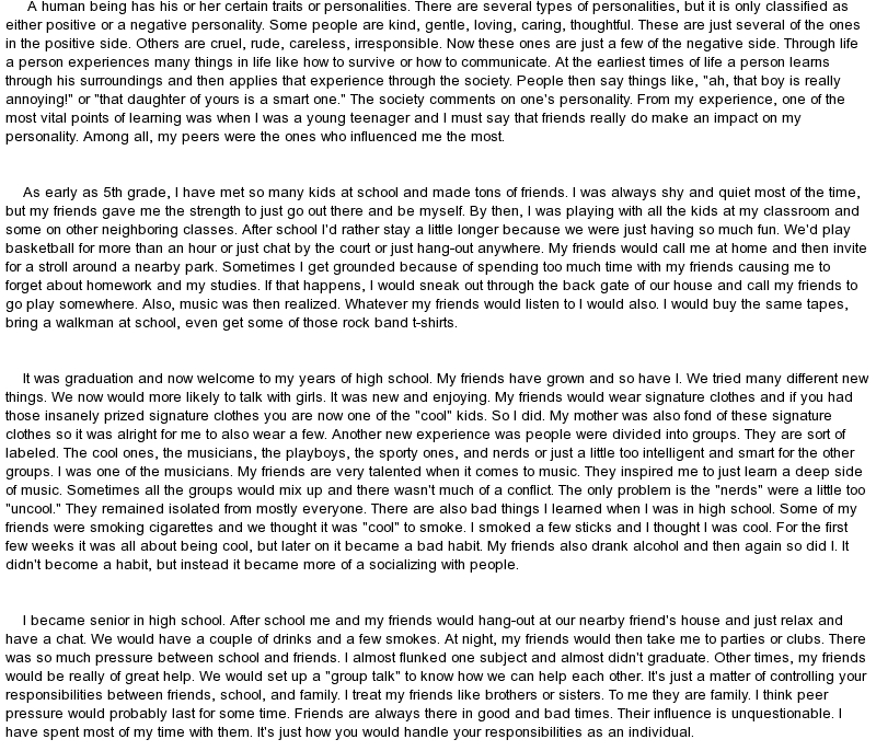Help writing a thesis statement peer pressure