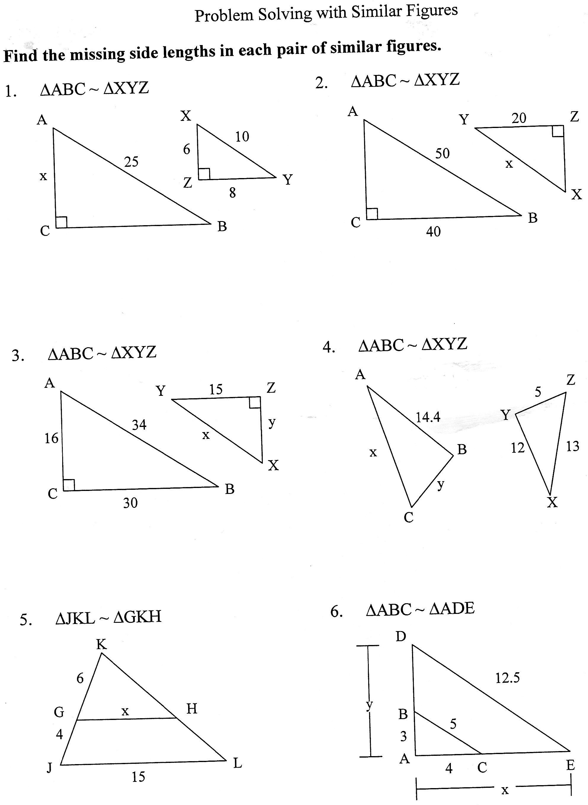 Worksheet On Similar Figures And Indirect Measurement With Multiple Choice