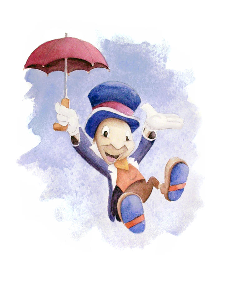 Jiminy Cricket Umbrella Cartoon Car Bumper Sticker Decal 4'' x 6” 